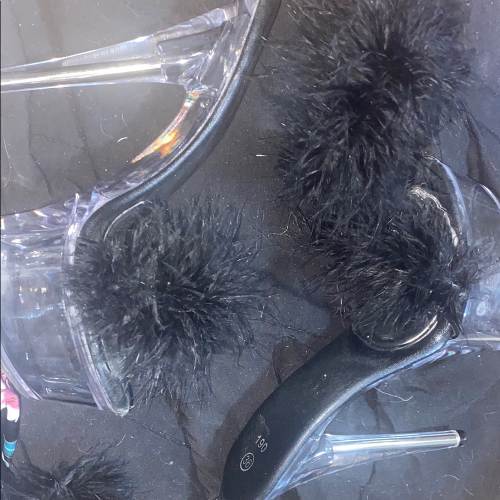 Source Unknown Black and Clear Heels